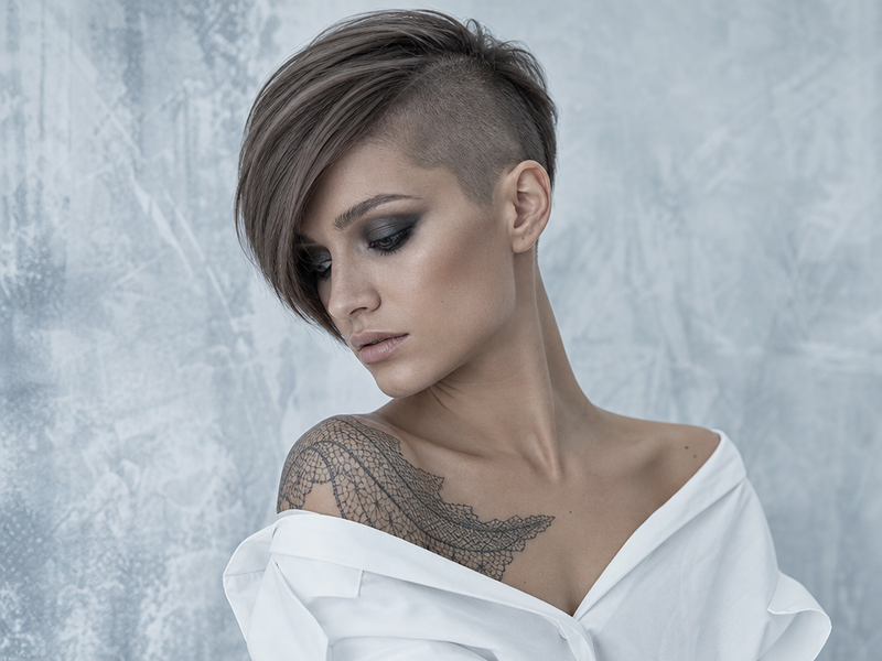 coupe carré court asymétrique undercut look moderne osé