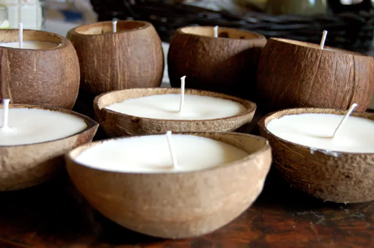 comment fabriquer bougies parfumées bricolage noix de coco