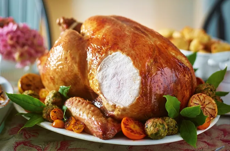 cook a turkey for Christmas charred lemon halves hot skillet
