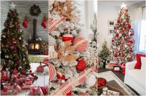 décoration sapin de noël rouge et blanc 2021 arbre festif tendance accessoires indispensables