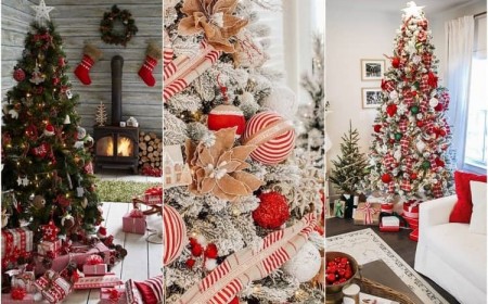décoration sapin de noël rouge et blanc 2021 arbre festif tendance accessoires indispensables
