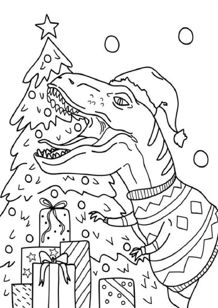 Dessin sapin de Noël coloriage dinosaure