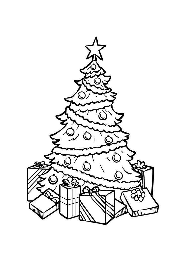 dessin simple sapin de Noel coloriage enfant