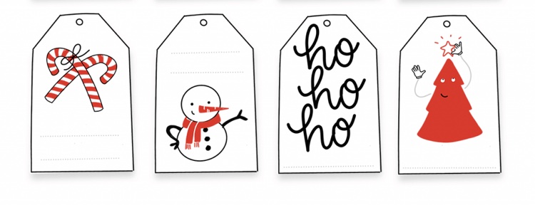 étiquettes cadeaux Noel originales différents motifs festifs à imprimer gratuitement