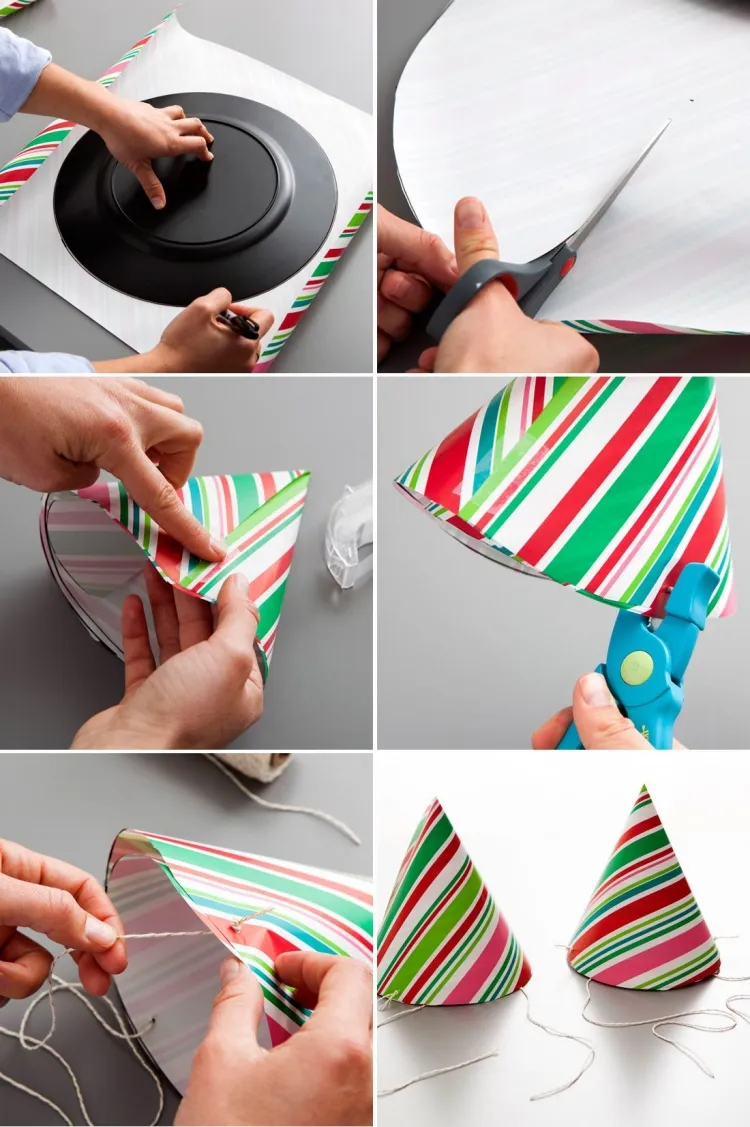 faire chapeau de fête à partir de restes de papier emballage