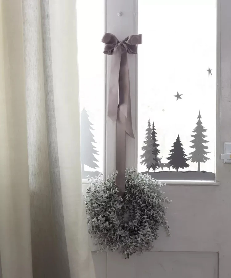 foret hiver en papier idée déco minimaliste porte fenetre Noel