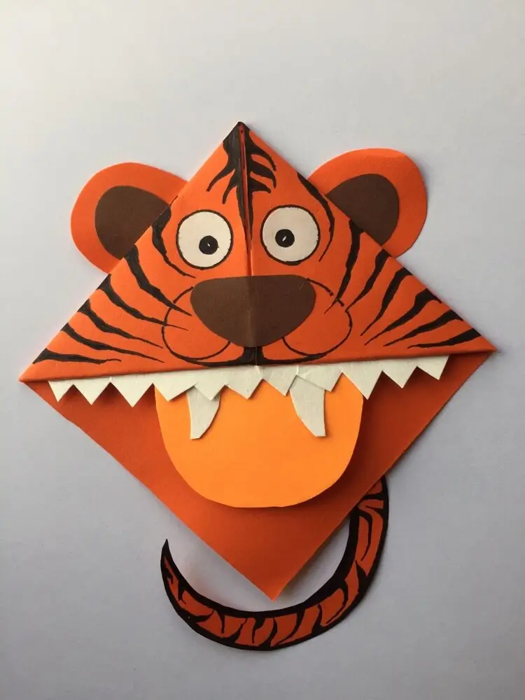 marque page en coin tigre idée de bricolage nouvel an chinois pour enfants