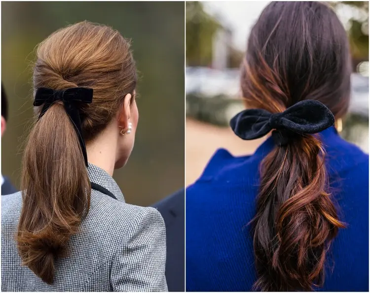 mode et accessoires tendance peintemps été 2022 noeud pour cheveux queue de cheval Kate Middleton