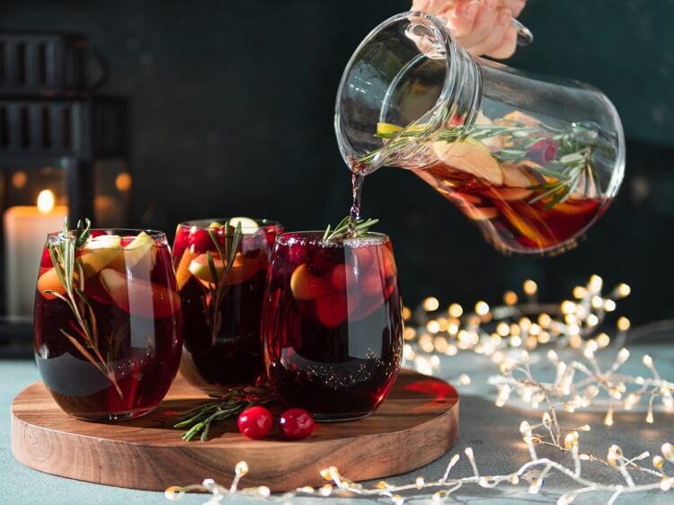 recettes sangria de Noel vin blanc et rouge idées cocktails pour les fetes