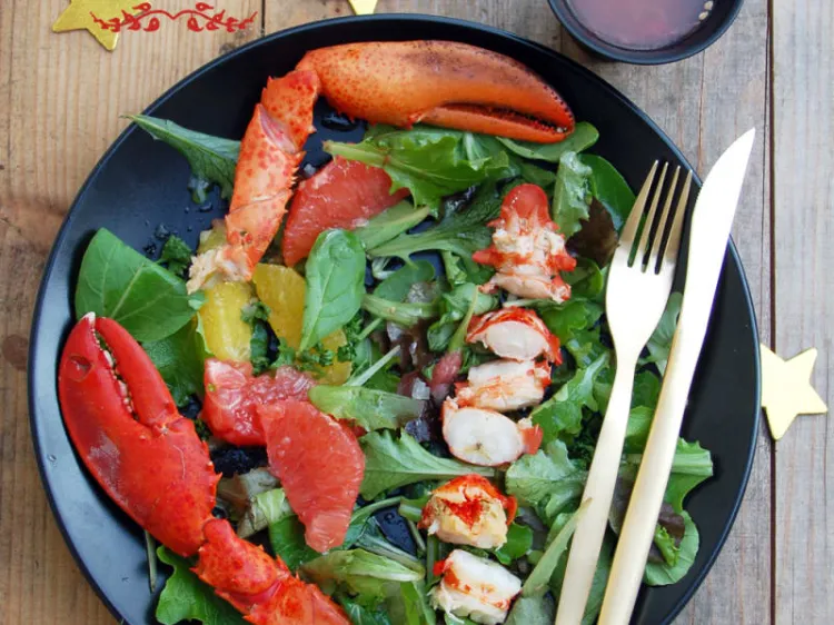 salade homard et fruits rouge noel