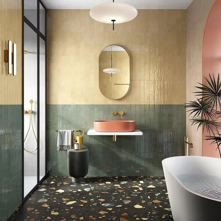 salle de bain tendance 2022 carrelage imitation terrazzo