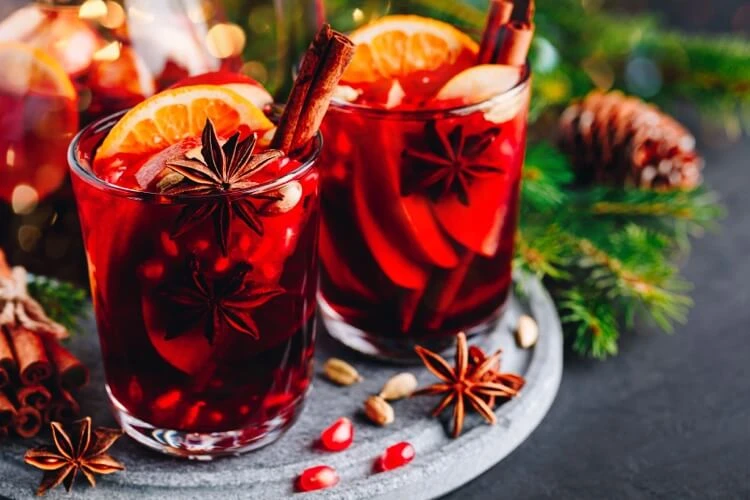 sangria aux épices de Noel canneberges vin rouge cognac