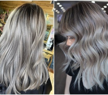 tendance coloration cheveux steel hair couleur blond acier coloration métallique grège hair femme