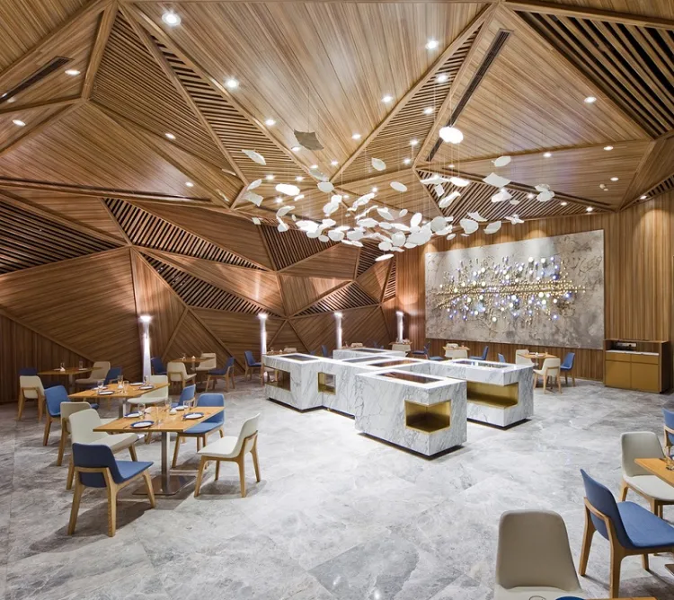bois clair marbre blanc idée décoration restaurant adopter chez soi matériaux