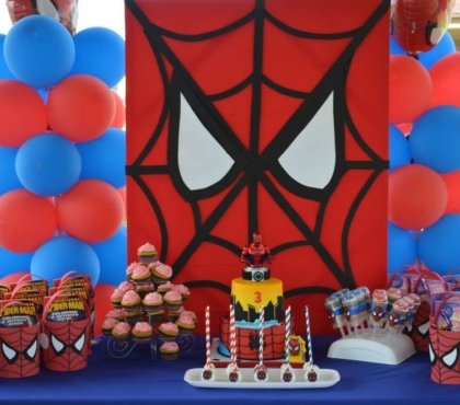 buffet sucré décoration anniversaire Spider-Man fete enfant thème