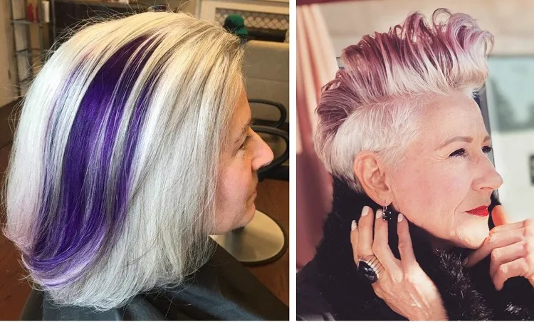 cheveux bicolores tendance 2022 femme 60 ans
