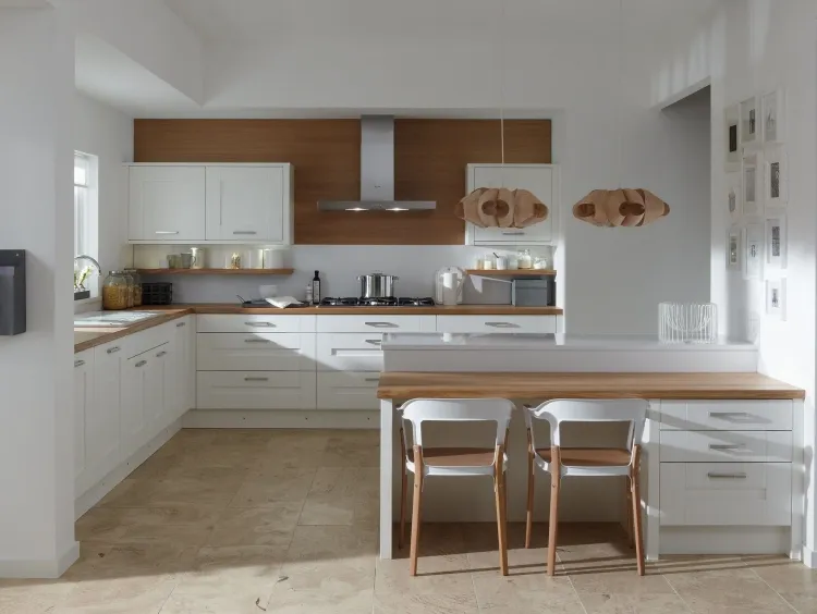 modern white and light wood kitchen