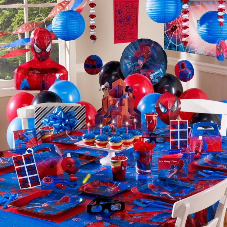 Spider-Man cumpleaños decoración mesa festiva fiesta infantil tema marvel