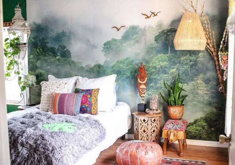 decoración de dormitorio de animales de la selva