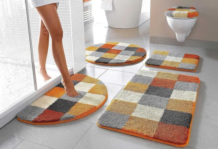 baño moderno deco alfombra colorida