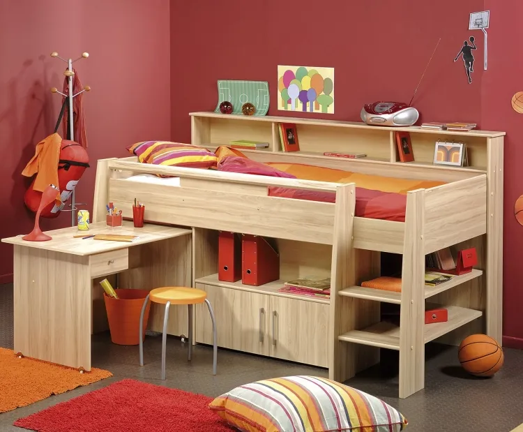 lit cabane avec bureau chambre enfant