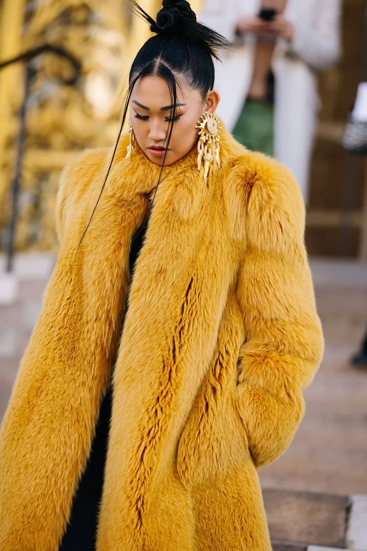 manteau jaune en faux fur 2022