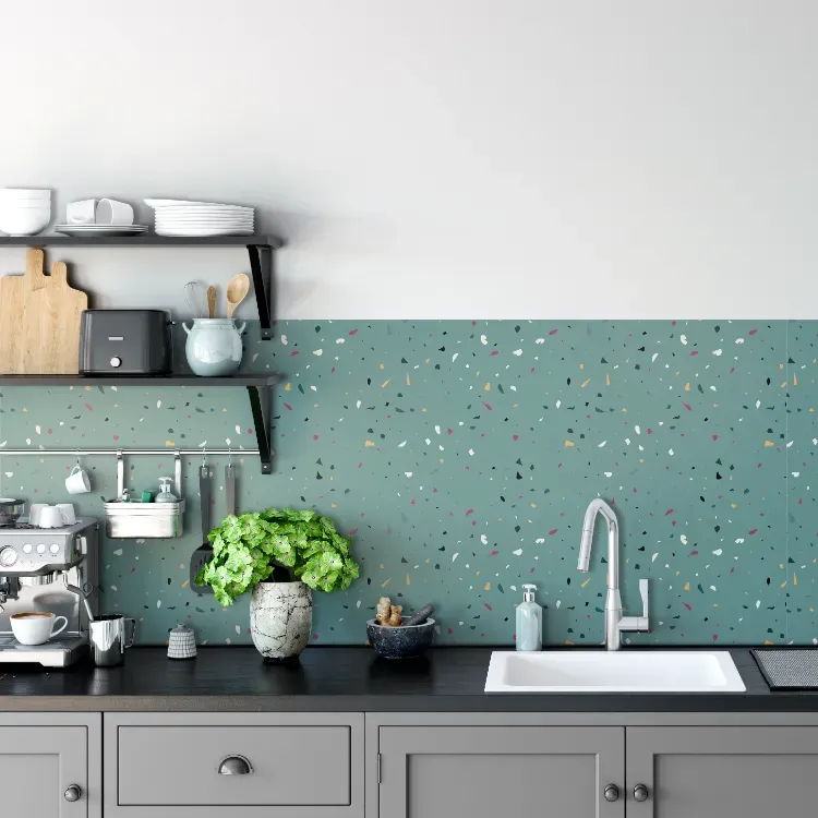 Contemporary Kitchen Material 2022 splashback terrazzo turquoise verdigris