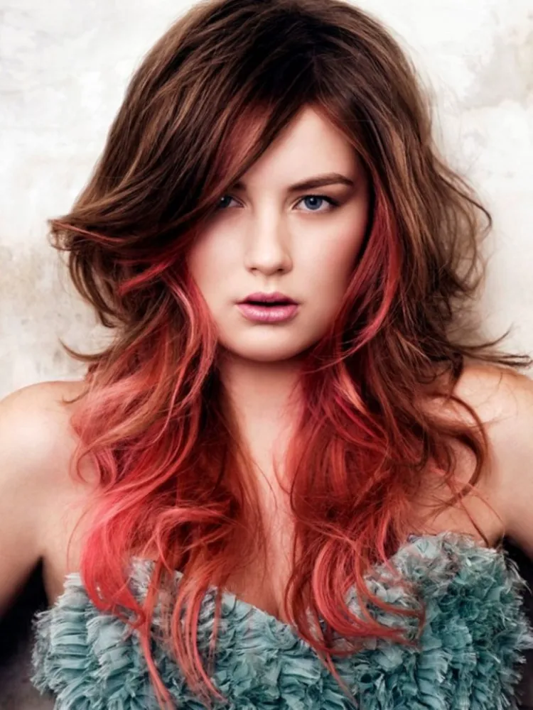shag coiffure ombré hair qui va bien avec les couleurs colorations dégradées rouges
