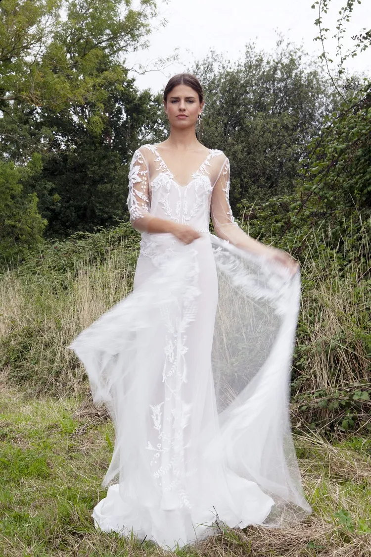 tendance robe de mariée 2022 printemps été dentelle fleurs brodées