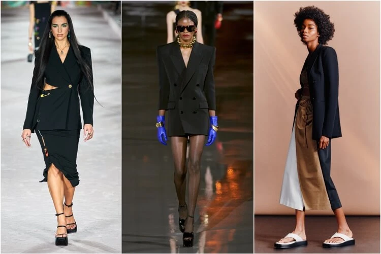 tendances fashion saison printemps été 2022 blazers noirs Versace Saint Laurent Boss