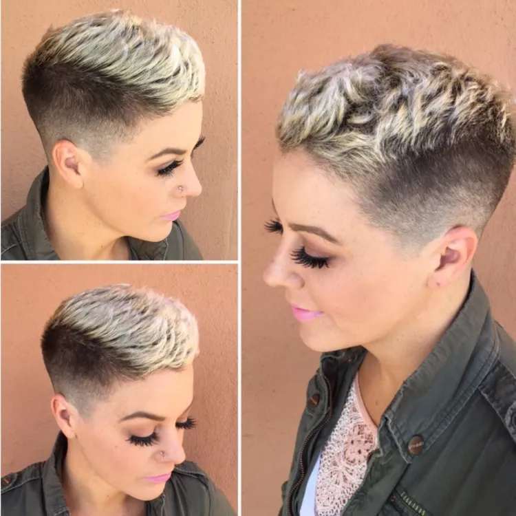coupe garconne femme pixie cut pointes décolorées hair frosting technique tendance