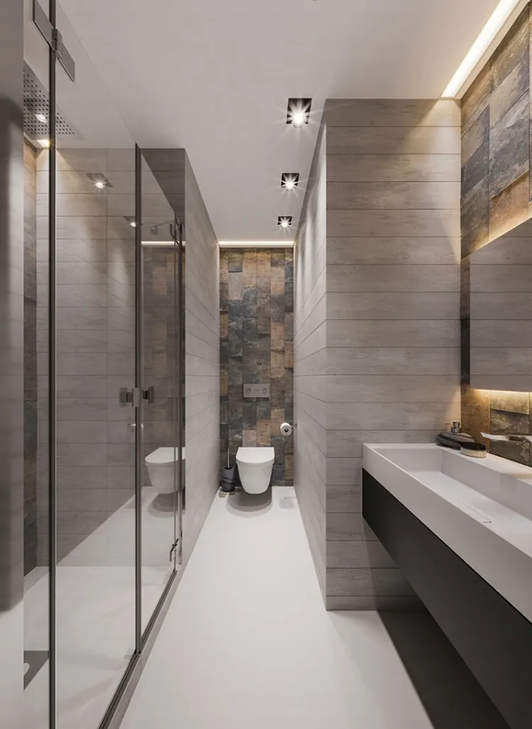 idea decorativa cuarto de baño de longitud con wc
