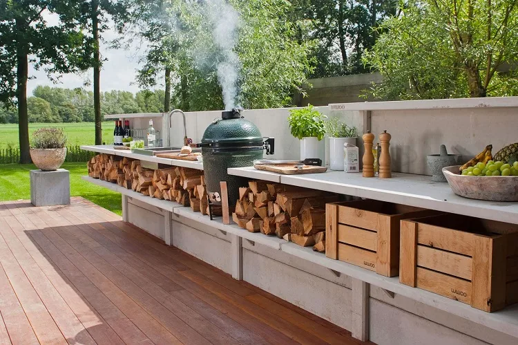 Wooden outdoor kitchen