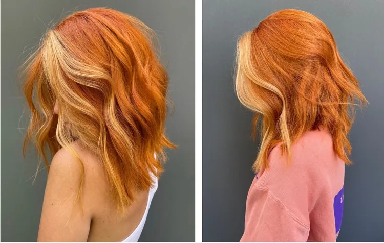 Pumpkin Spice Hair avec des meches blondes
