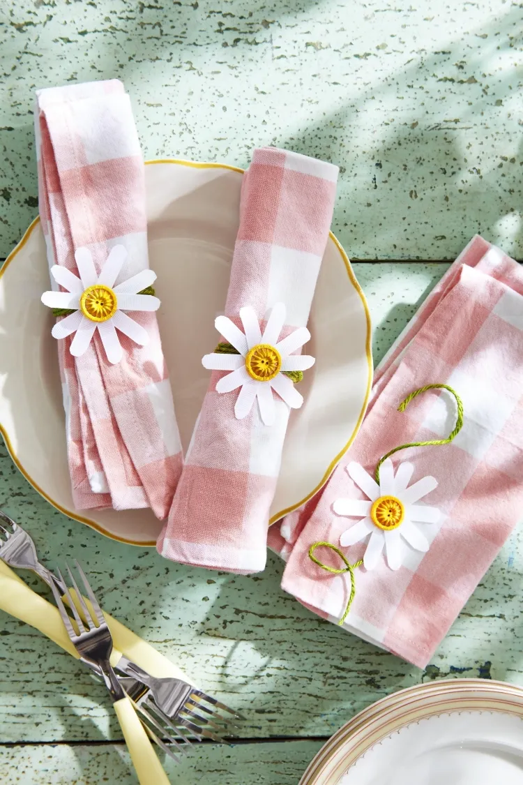 décoration pâques facile diy ronds de serviette marguerites