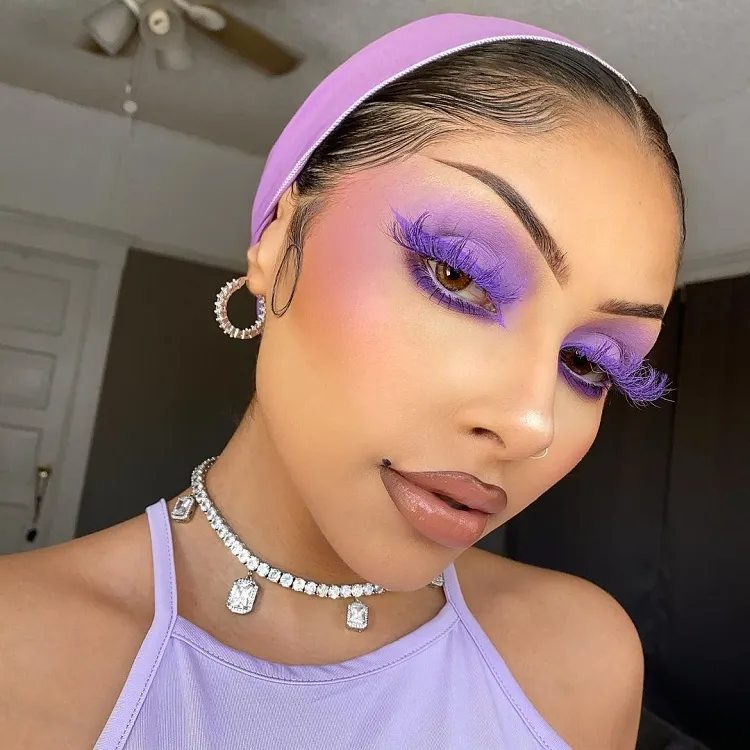 colorful eyeliner purple makeup 2022  spring summer