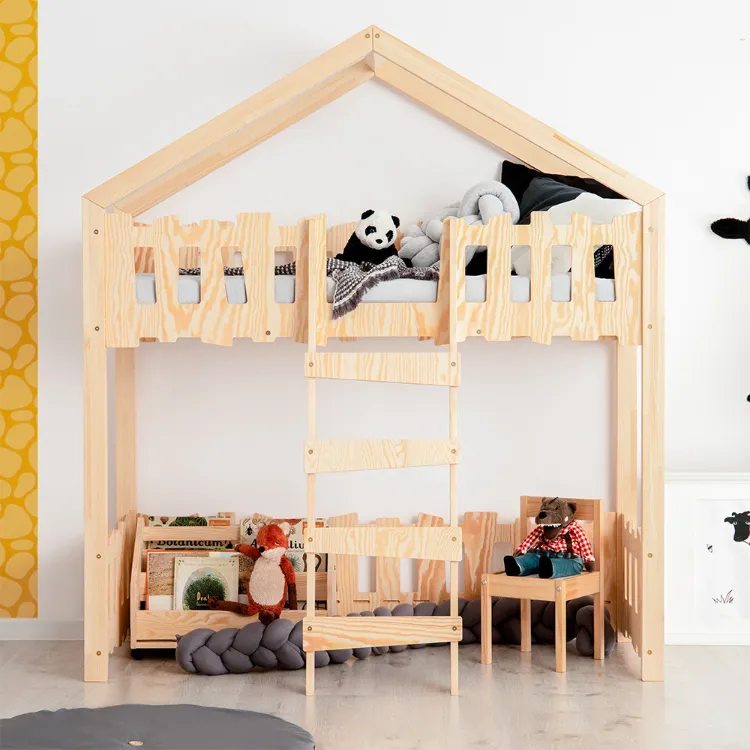 lit cabane mezzanine en bois tendance chambre enfant 2022
