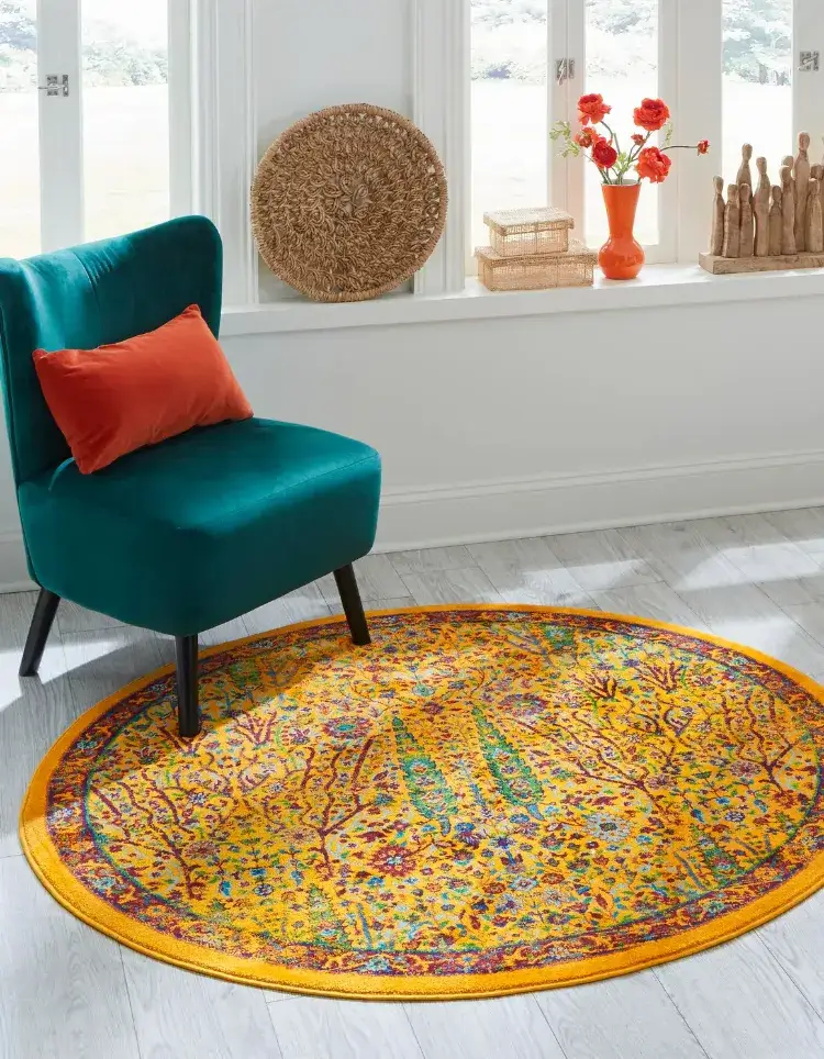 meilleures idées meubles décorations TikTok tapis rond fauteuil velours vert