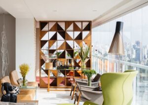 quelle cloison de séparation choisir claustra en bois caissons motifs géométriques