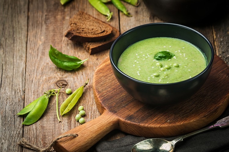 cold pea soup and turmeric