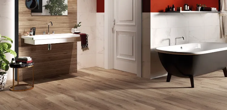 carrelage salle de bain moderne effet parquet bois ceramica rondine collection bricola