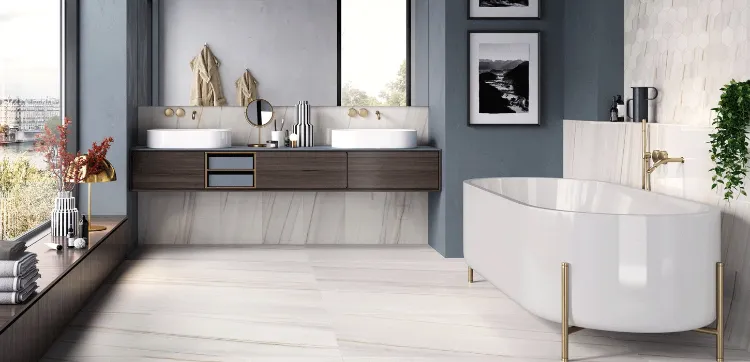 carrelage salle de bain moderne italien effet marbre ceramica rondine collection Canova
