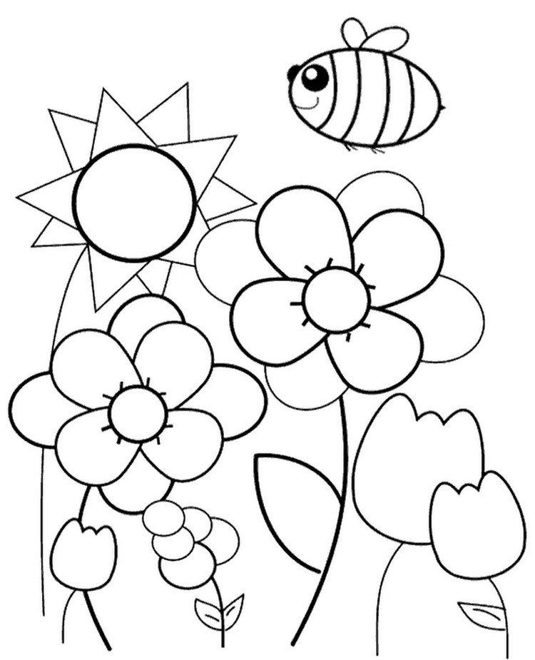 coloriage fleurs printemps enfants de la maternelle imprimer gratuit
