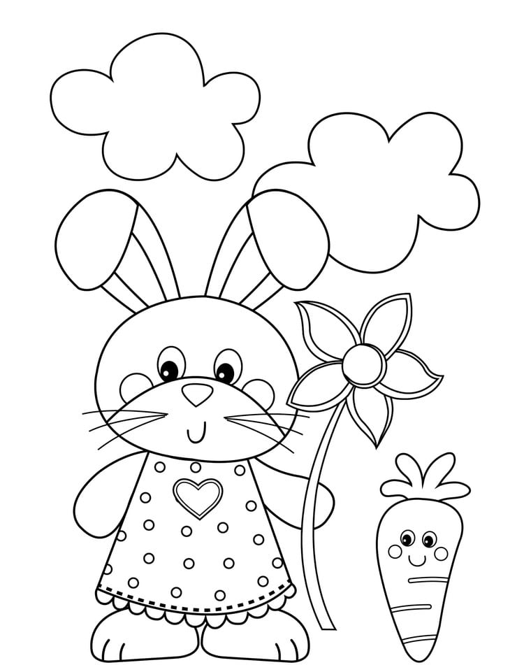 coloriage pâques maternelle lapin carotte fleur