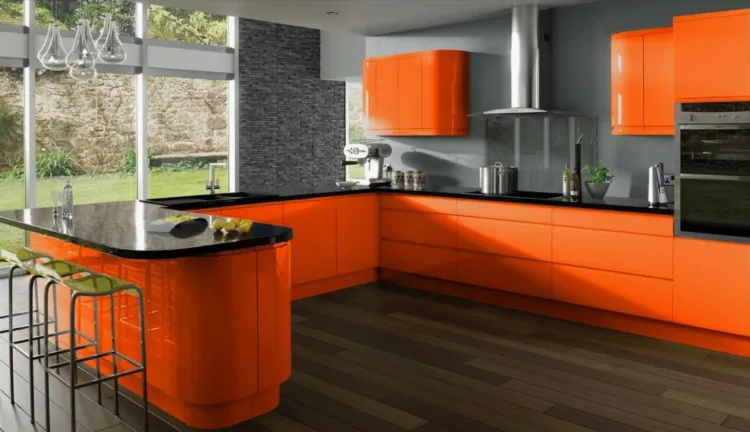 red orange combination in the kitchen 2022