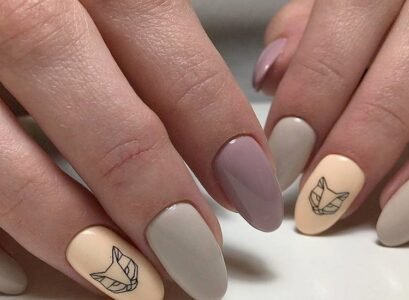 nail art printemps vernis nude nuances délicates déco chat