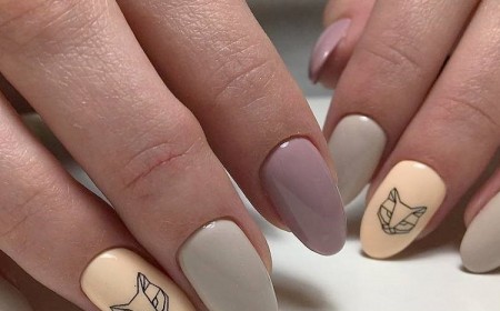 nail art printemps vernis nude nuances délicates déco chat