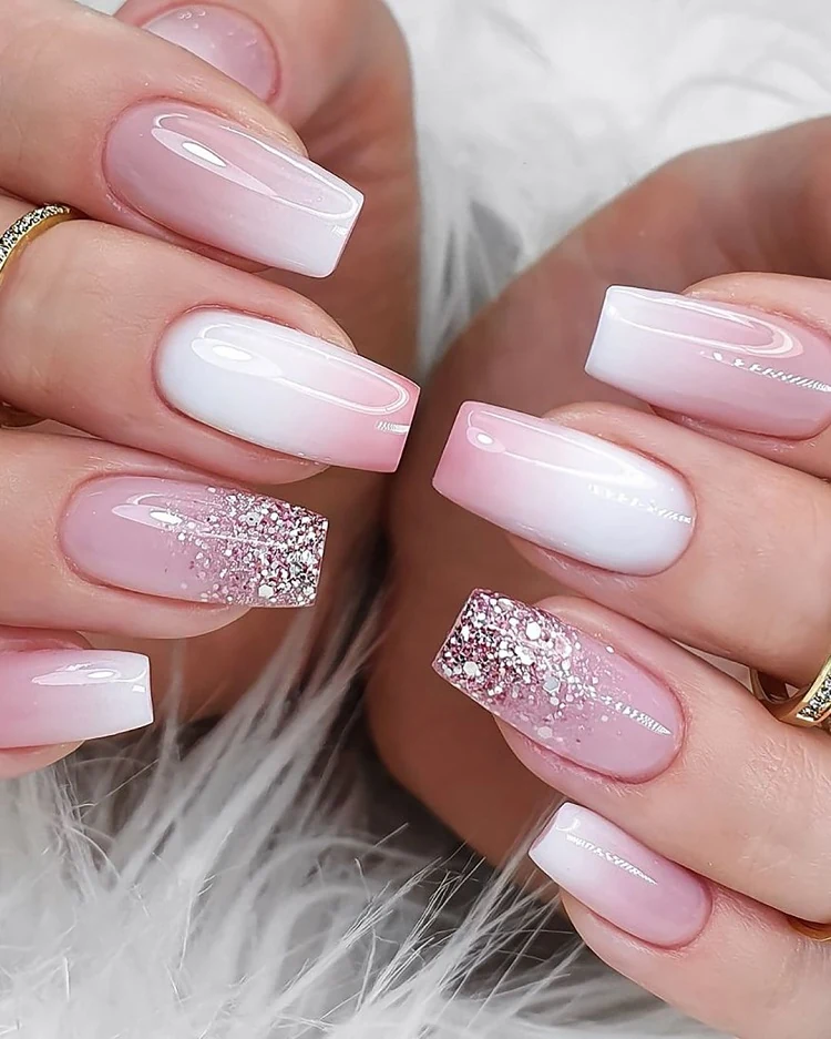 ongle mariage rose poudre