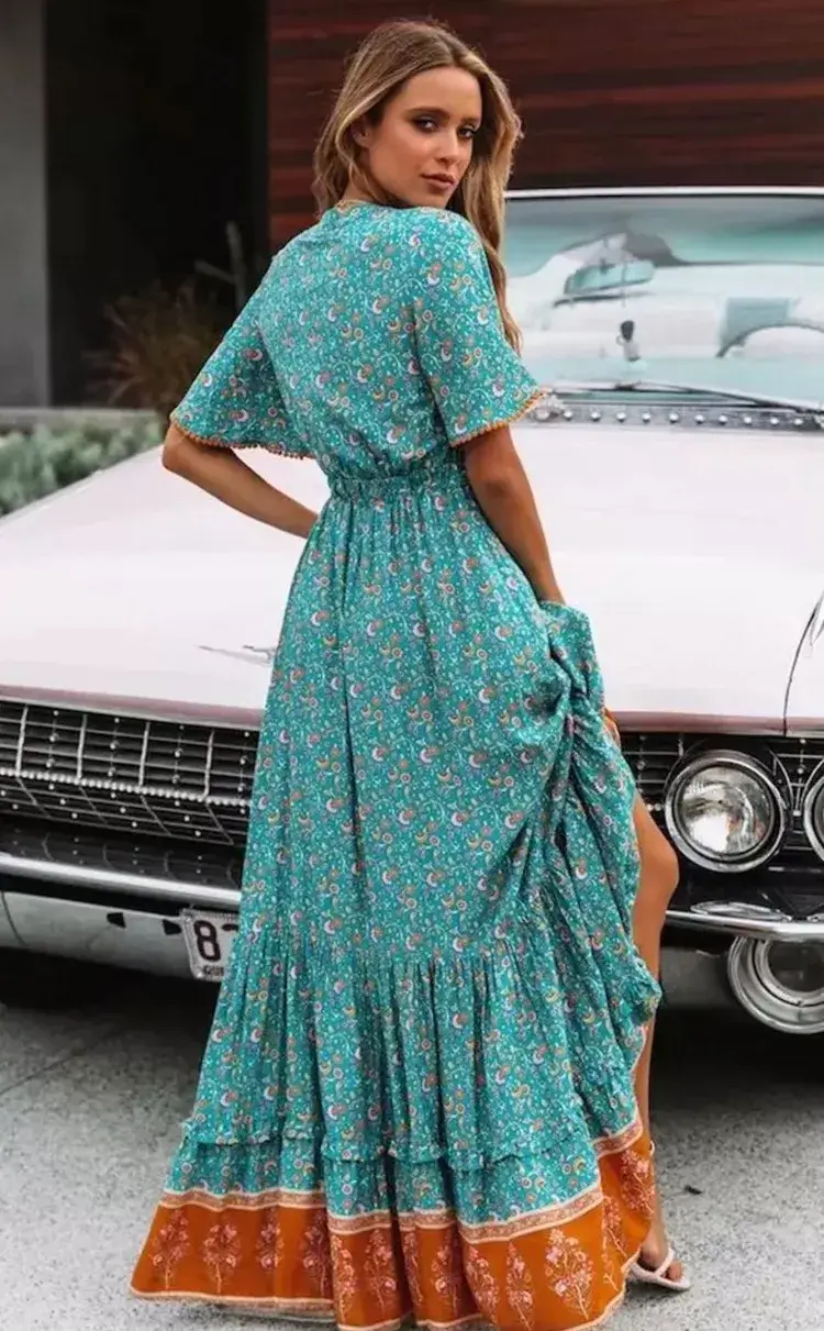 robe longue bohème hippie chic couleurs tendance printemps été 2022