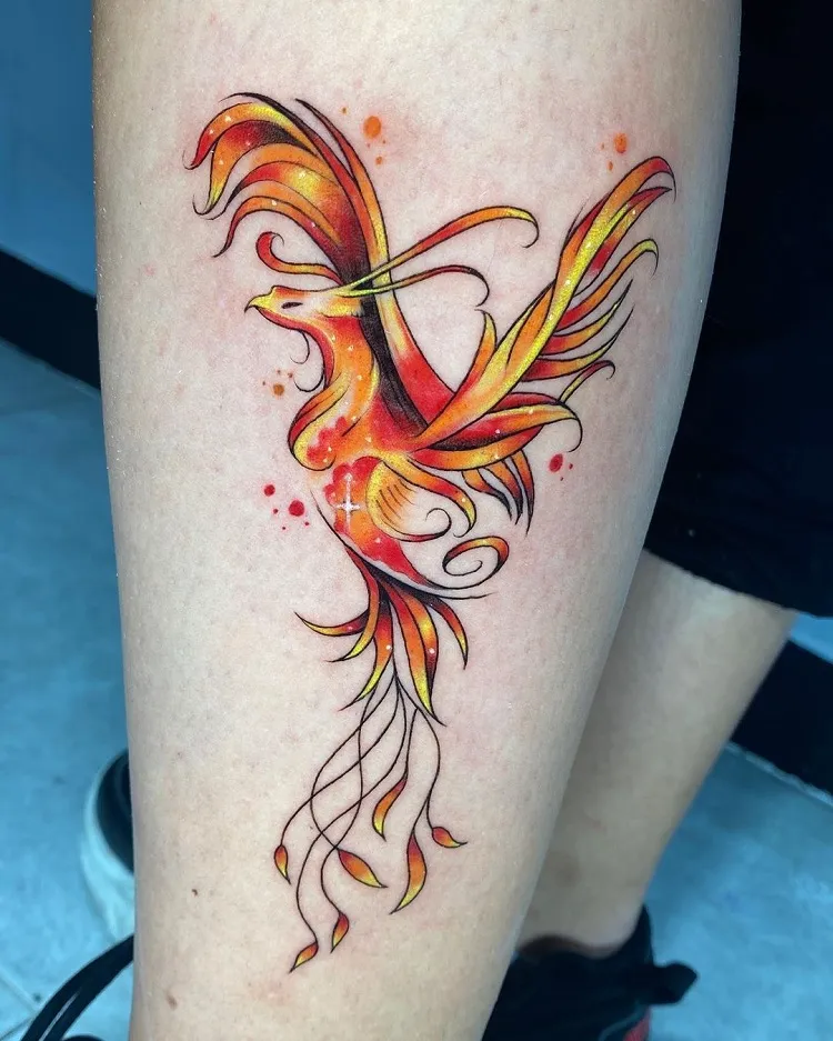 tatouage phoenix femme couleur signification avant bras